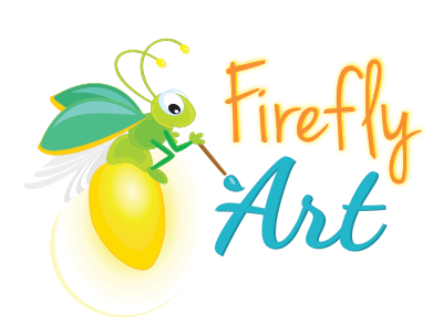 Firefly Art Logo with a cartoon firefly